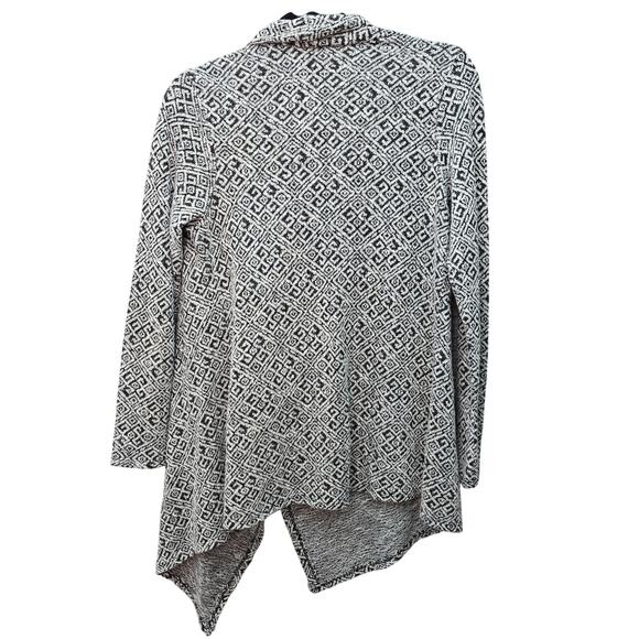 Bobeau Cardigan Sweater Womens Small Black White Bohemian Boho Lagenlook Minimal - Picture 2 of 6